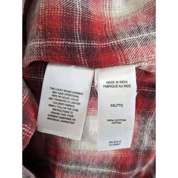 Lucky‎ Brand Flannel Shirt Red Plaid 7MS4000 Humboldt Woven Western Classic Gift - Picture 5 of 7